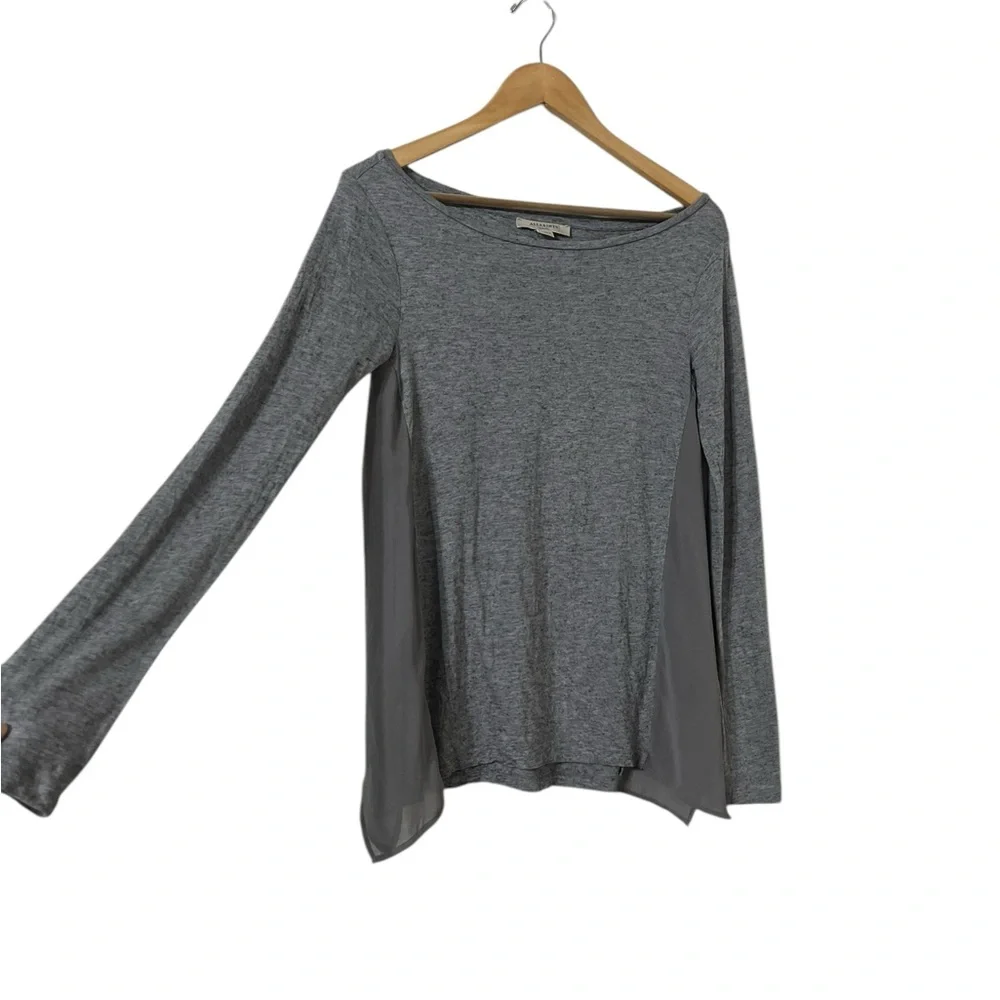 ALL SAINTS Musson Gray Long Sleeve Top Shirt